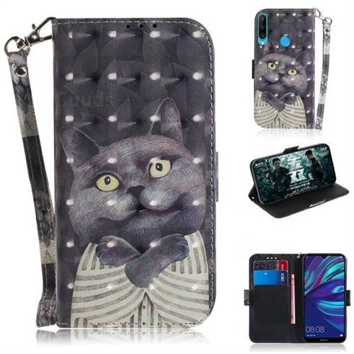 Cat Embrace 3D Painted Leather Wallet Phone Case for Huawei P30 Lite