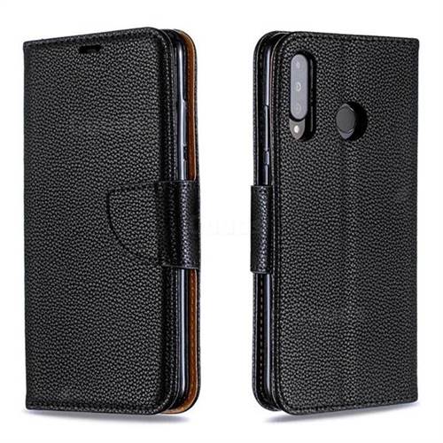 Classic Luxury Litchi Leather Phone Wallet Case for Huawei P30 Lite - Black