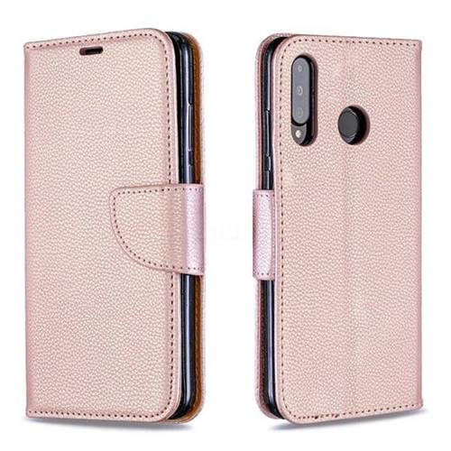 Classic Luxury Litchi Leather Phone Wallet Case for Huawei P30 Lite - Golden