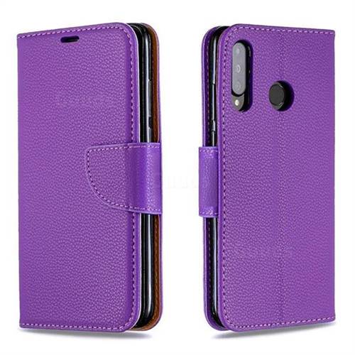 Classic Luxury Litchi Leather Phone Wallet Case for Huawei P30 Lite - Purple