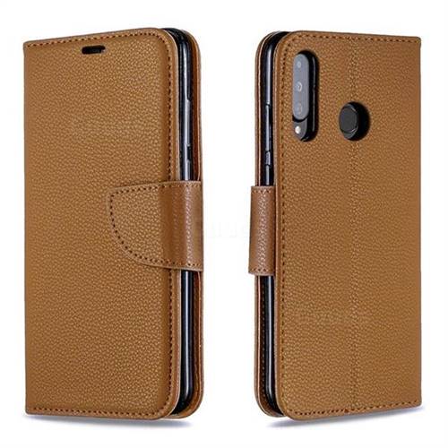 Classic Luxury Litchi Leather Phone Wallet Case for Huawei P30 Lite - Brown