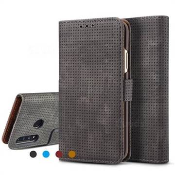 Luxury Vintage Mesh Monternet Leather Wallet Case for Huawei P30 Lite - Black