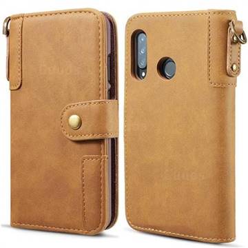 Retro Luxury Cowhide Leather Wallet Case for Huawei P30 Lite - Brown