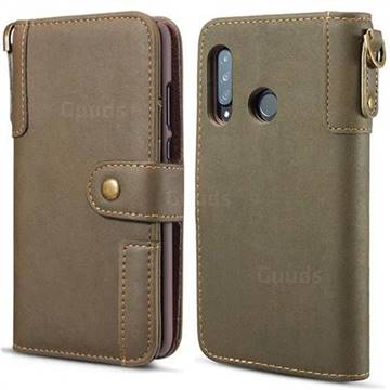 Retro Luxury Cowhide Leather Wallet Case for Huawei P30 Lite - Coffee