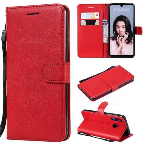Retro Greek Classic Smooth PU Leather Wallet Phone Case for Huawei P30 Lite - Red