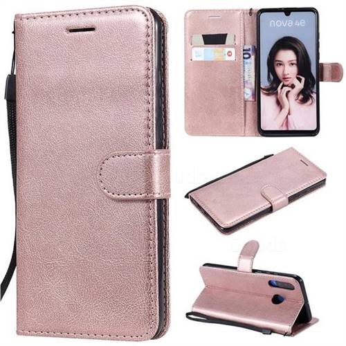 Retro Greek Classic Smooth PU Leather Wallet Phone Case for Huawei P30 Lite - Rose Gold