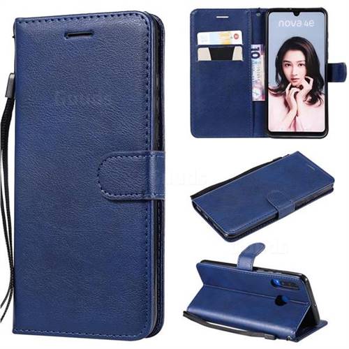 Retro Greek Classic Smooth PU Leather Wallet Phone Case for Huawei P30 Lite - Blue
