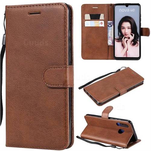 Retro Greek Classic Smooth PU Leather Wallet Phone Case for Huawei P30 Lite - Brown