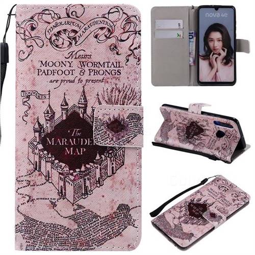 Castle The Marauders Map PU Leather Wallet Case for Huawei P30 Lite
