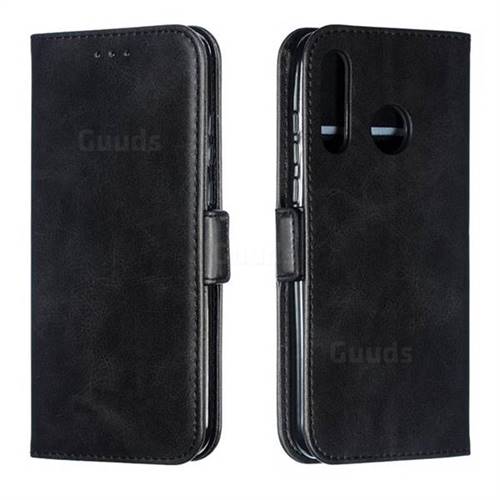 Retro Classic Calf Pattern Leather Wallet Phone Case for Huawei P30 Lite - Black