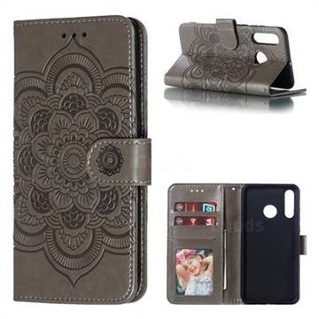 Intricate Embossing Datura Solar Leather Wallet Case for Huawei P30 Lite - Gray