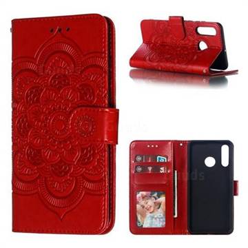 Intricate Embossing Datura Solar Leather Wallet Case for Huawei P30 Lite - Red