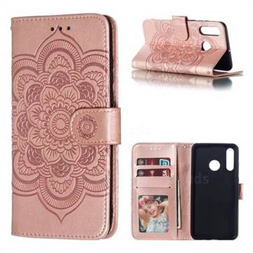 Intricate Embossing Datura Solar Leather Wallet Case for Huawei P30 Lite - Rose Gold