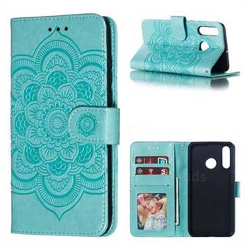 Intricate Embossing Datura Solar Leather Wallet Case for Huawei P30 Lite - Green