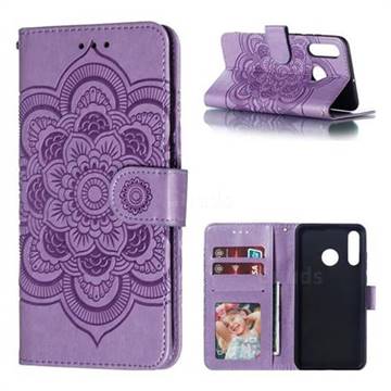 Intricate Embossing Datura Solar Leather Wallet Case for Huawei P30 Lite - Purple