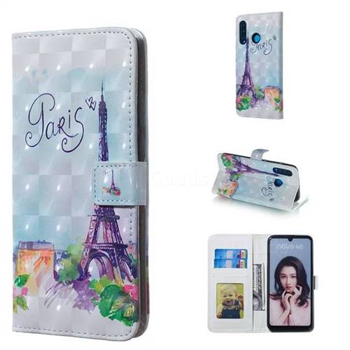 Paris Tower 3D Painted Leather Phone Wallet Case for Huawei P30 Lite