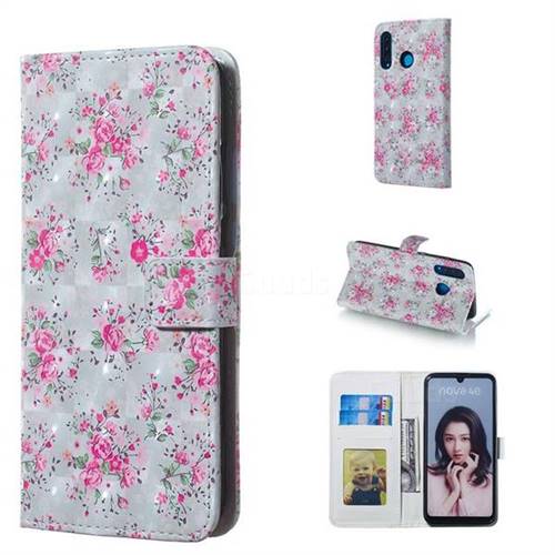 Roses Flower 3D Painted Leather Phone Wallet Case for Huawei P30 Lite
