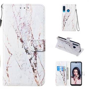 White Marble Smooth Leather Phone Wallet Case for Huawei P30 Lite