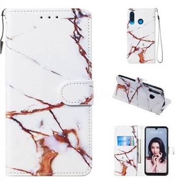 Platinum Marble Smooth Leather Phone Wallet Case for Huawei P30 Lite