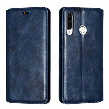 Retro Slim Magnetic Crazy Horse PU Leather Wallet Case for Huawei P30 Lite - Blue