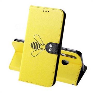 Silk Texture Bee Pattern Leather Phone Case for Huawei P30 Lite - Yellow