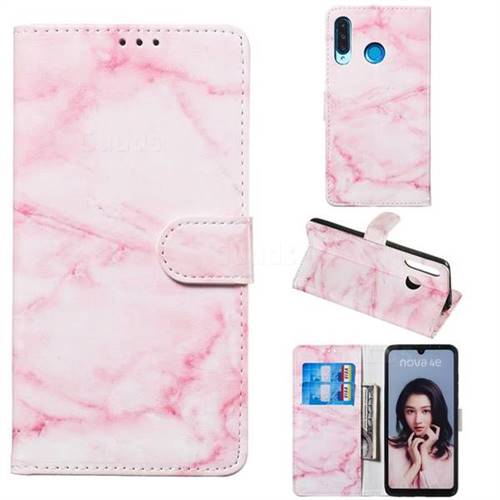 Pink Marble PU Leather Wallet Case for Huawei P30 Lite