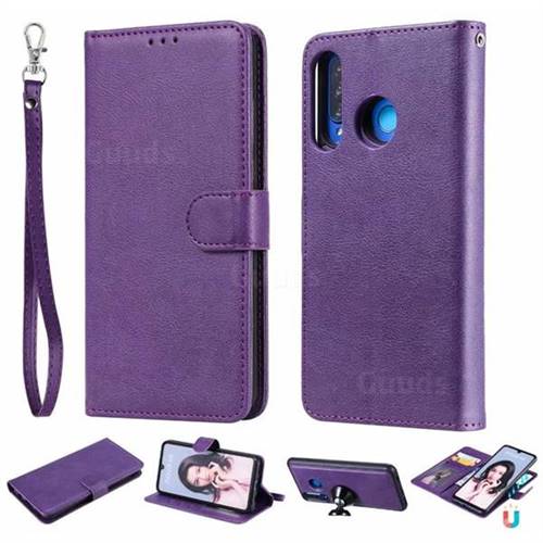 Retro Greek Detachable Magnetic PU Leather Wallet Phone Case for Huawei P30 Lite - Purple