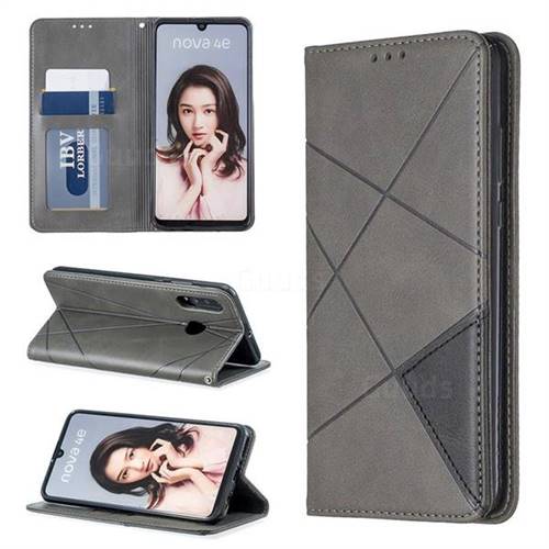 Prismatic Slim Magnetic Sucking Stitching Wallet Flip Cover for Huawei P30 Lite - Gray