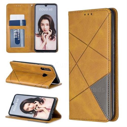 Prismatic Slim Magnetic Sucking Stitching Wallet Flip Cover for Huawei P30 Lite - Yellow