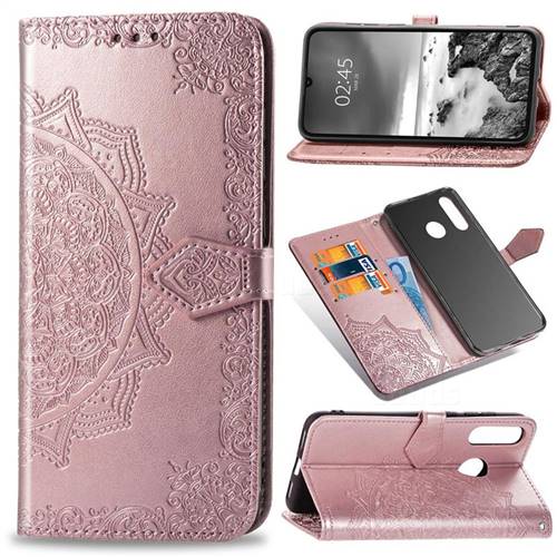 Embossing Imprint Mandala Flower Leather Wallet Case for Huawei P30 Lite - Rose Gold