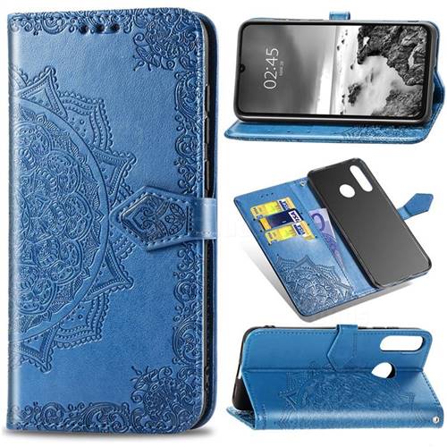 Embossing Imprint Mandala Flower Leather Wallet Case for Huawei P30 Lite - Blue