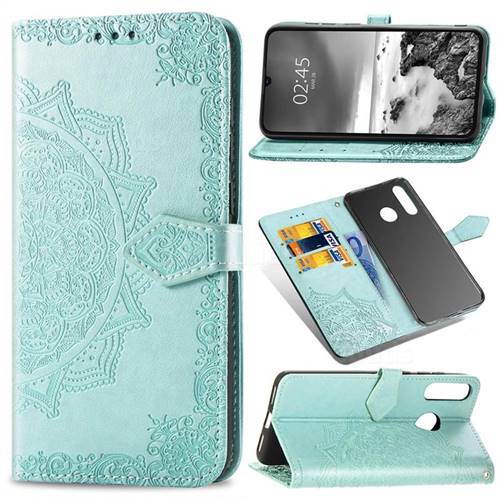 Embossing Imprint Mandala Flower Leather Wallet Case for Huawei P30 Lite - Green