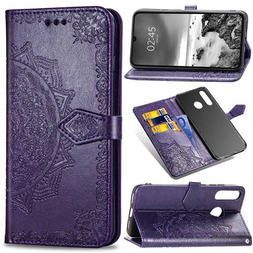 Embossing Imprint Mandala Flower Leather Wallet Case for Huawei P30 Lite - Purple