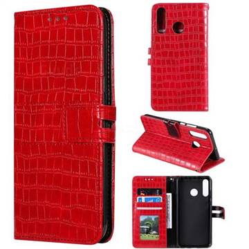 Luxury Crocodile Magnetic Leather Wallet Phone Case for Huawei P30 Lite - Red