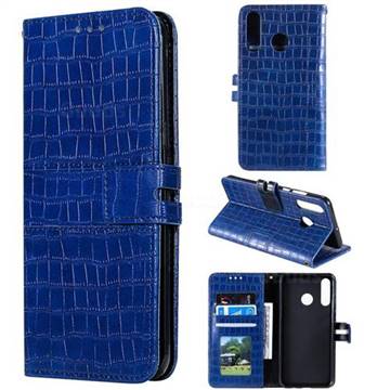 Luxury Crocodile Magnetic Leather Wallet Phone Case for Huawei P30 Lite - Blue