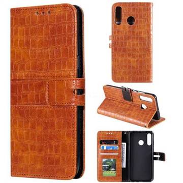 Luxury Crocodile Magnetic Leather Wallet Phone Case for Huawei P30 Lite - Brown