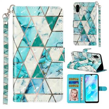 Stitching Marble 3D Leather Phone Holster Wallet Case for Huawei P30 Lite