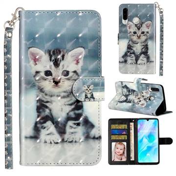 Kitten Cat 3D Leather Phone Holster Wallet Case for Huawei P30 Lite