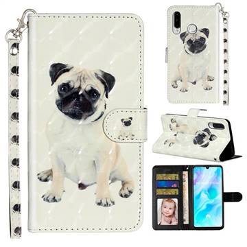 Pug Dog 3D Leather Phone Holster Wallet Case for Huawei P30 Lite