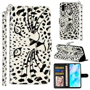 Leopard Panther 3D Leather Phone Holster Wallet Case for Huawei P30 Lite