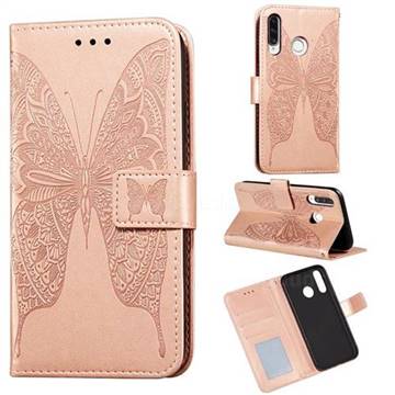 Intricate Embossing Vivid Butterfly Leather Wallet Case for Huawei P30 Lite - Rose Gold
