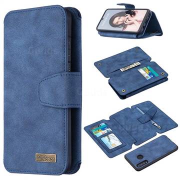 Binfen Color BF07 Frosted Zipper Bag Multifunction Leather Phone Wallet for Huawei P30 Lite - Blue