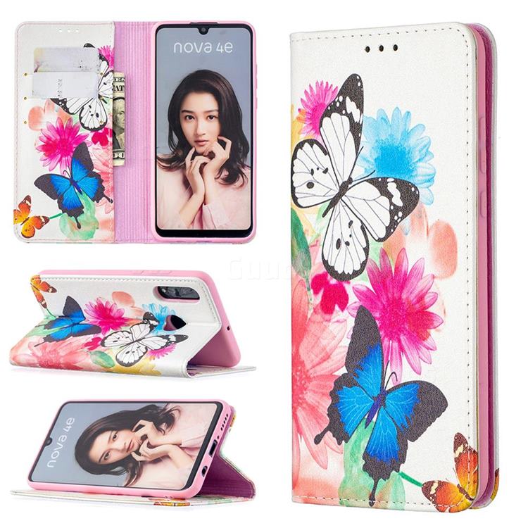Flying Butterflies Slim Magnetic Attraction Wallet Flip Cover for Huawei P30 Lite