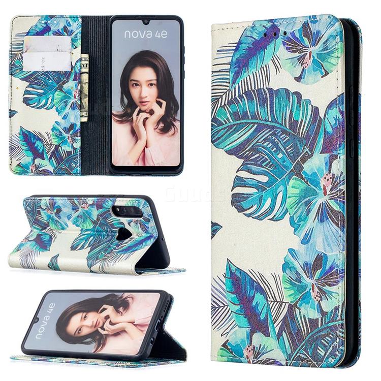 Blue Leaf Slim Magnetic Attraction Wallet Flip Cover for Huawei P30 Lite