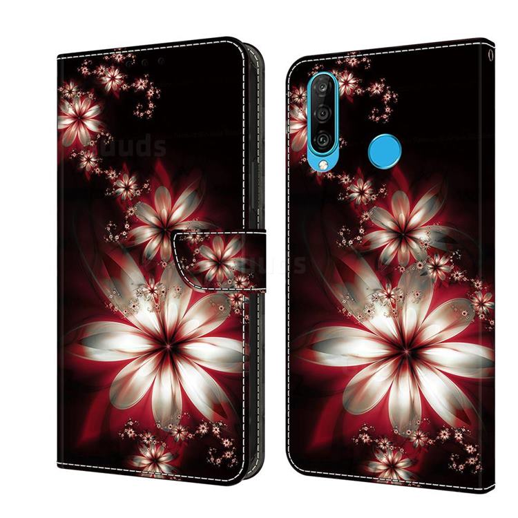 Red Dream Flower Crystal PU Leather Protective Wallet Case Cover for Huawei P30 Lite