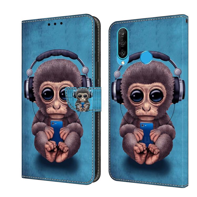 Cute Orangutan Crystal PU Leather Protective Wallet Case Cover for Huawei P30 Lite