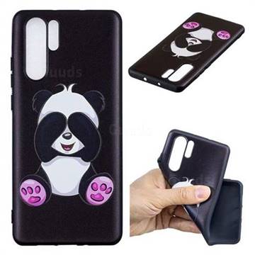 Lovely Panda 3D Embossed Relief Black Soft Back Cover for Huawei P30 Pro