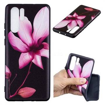 Lotus Flower 3D Embossed Relief Black Soft Back Cover for Huawei P30 Pro