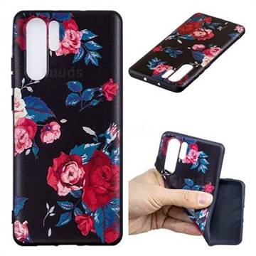 Safflower 3D Embossed Relief Black Soft Back Cover for Huawei P30 Pro