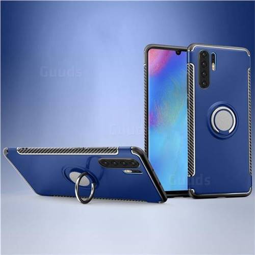 Armor Anti Drop Carbon PC + Silicon Invisible Ring Holder Phone Case for Huawei P30 Pro - Sapphire